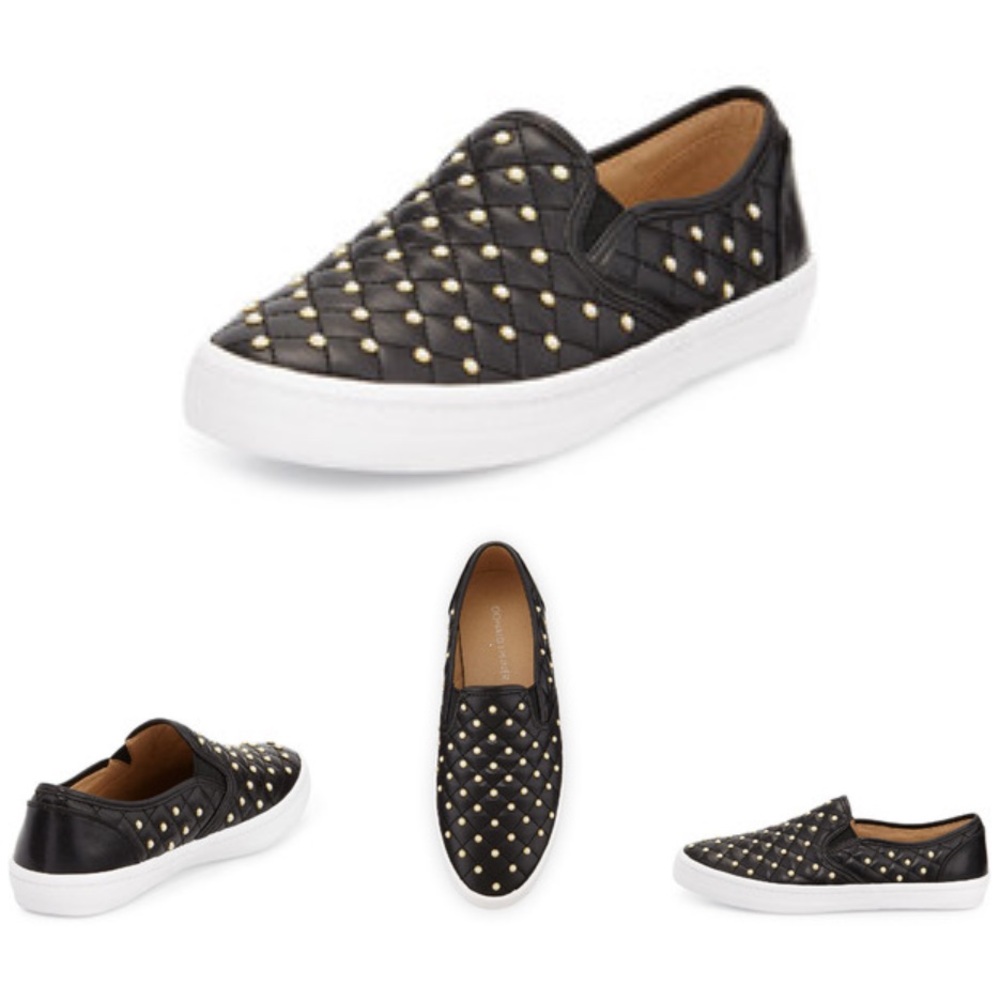 Donald J Pliner Skyla Beaded Quilted Slip On Sneaker Black | Size 8.5